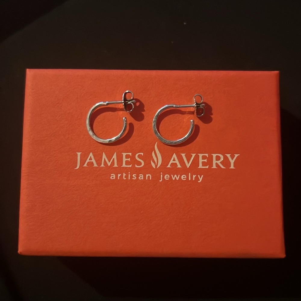 James Avery Silver Small Classic Hammered Hoops